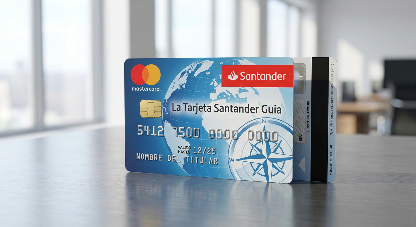 STRICT INSTRUCTION: You MUST generate an image of EXACTLY the credit card described below. Do NOT substitute, mix up, or invent any other card. The card identity is: CARD NAME: "La Tarjeta Santander