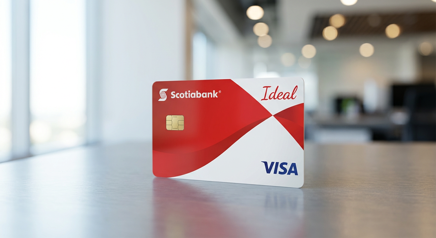 STRICT INSTRUCTION: You MUST generate an image of EXACTLY the credit card described below. Do NOT substitute, mix up, or invent any other card. The card identity is: CARD NAME: "Tarjeta IDEAL de Scot