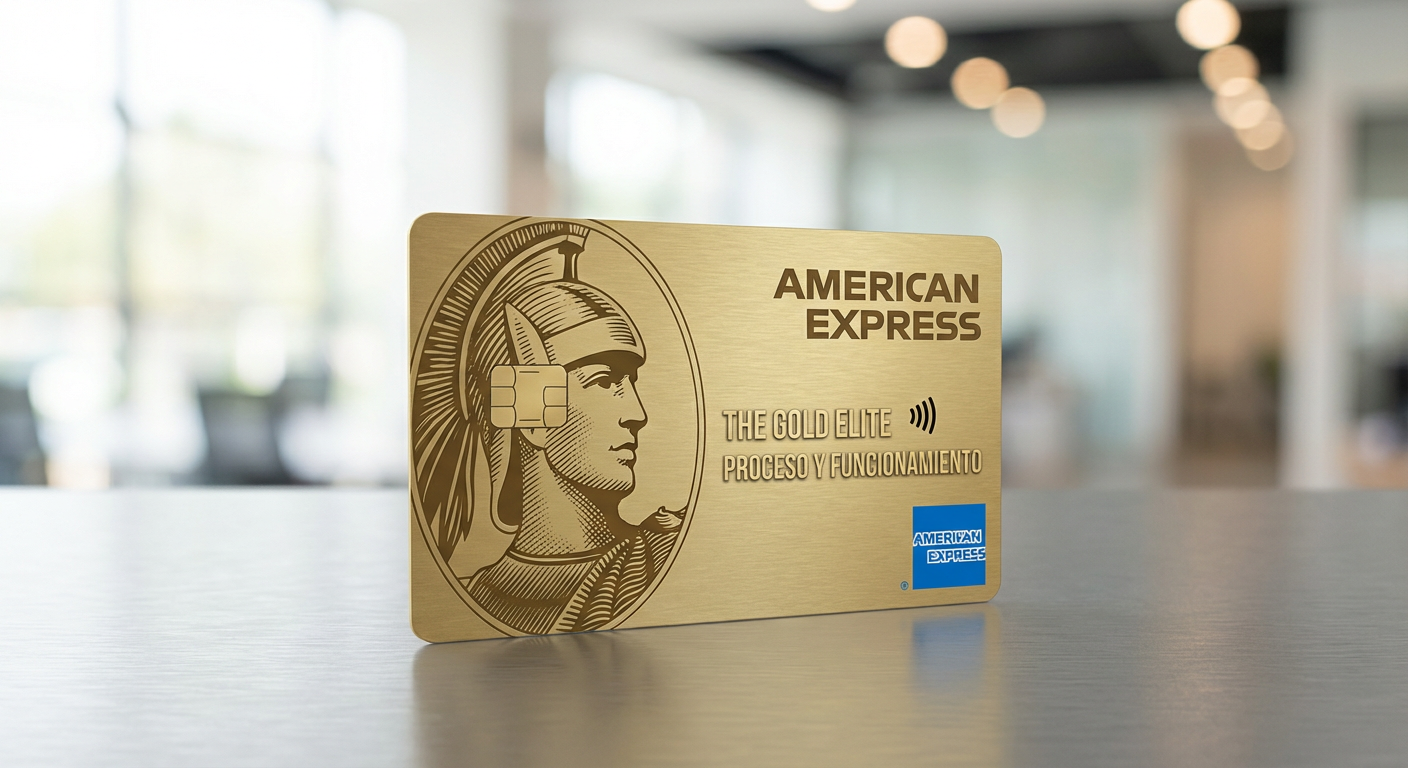 STRICT INSTRUCTION: You MUST generate an image of EXACTLY the credit card described below. Do NOT substitute, mix up, or invent any other card. The card identity is: CARD NAME: "Tarjeta The Gold Elit