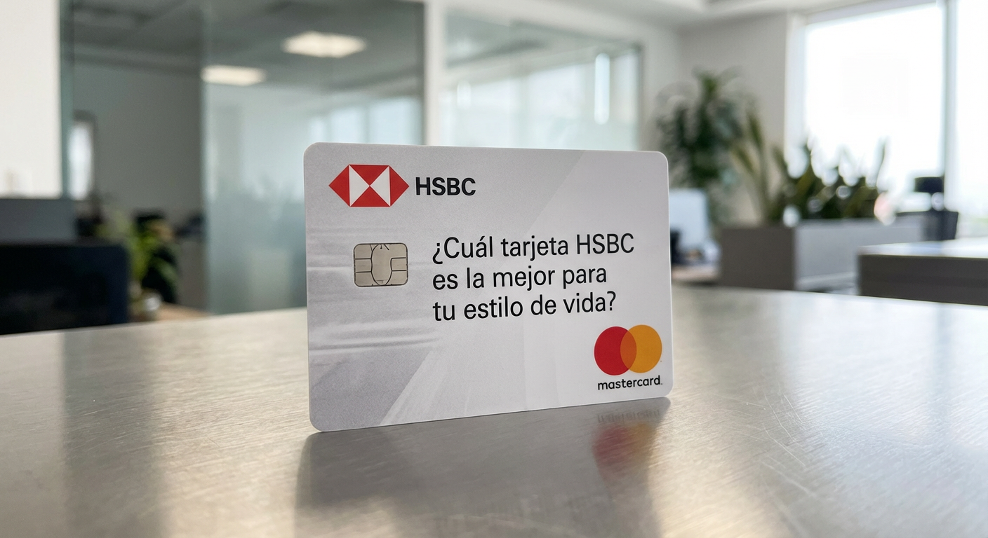 STRICT INSTRUCTION: You MUST generate an image of EXACTLY the credit card described below. Do NOT substitute, mix up, or invent any other card. The card identity is: CARD NAME: "¿Cuál tarjeta HSBC es
